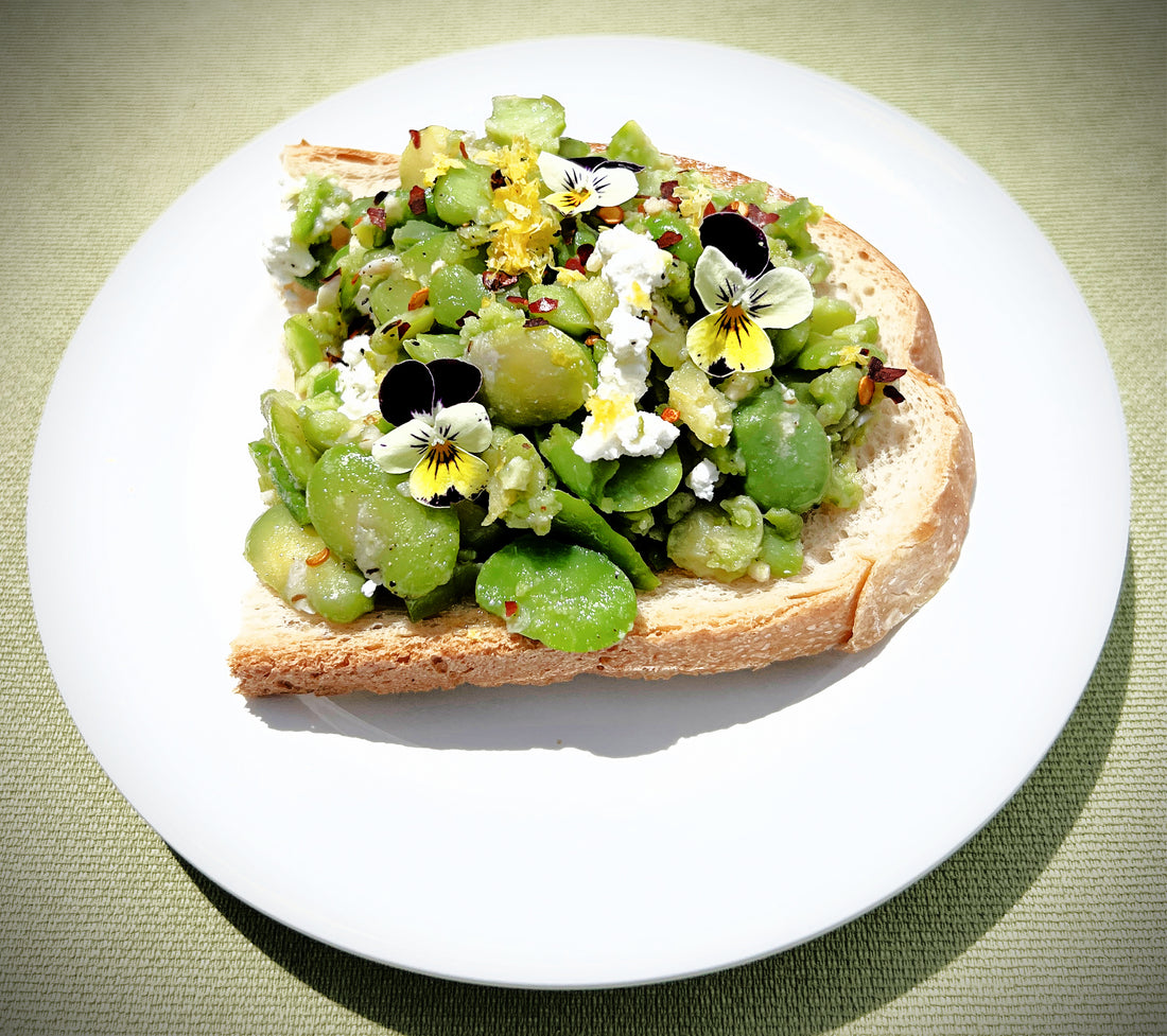 Fava Bean Toast with Farmer's Cheese