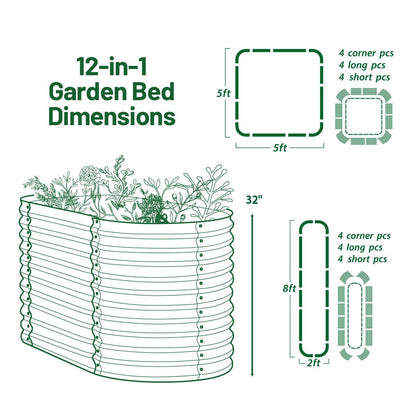 Olle Gardens 32" Tall, 12-in-1 Raised Garden Bed