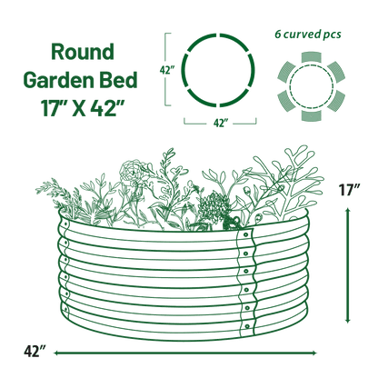 Olle Gardens 17" Tall x 42" Round Raised Garden Bed