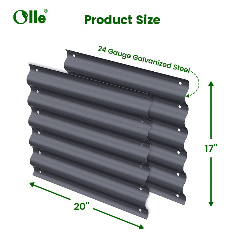 Olle Gardens 17" Tall, 12-in-1 20" Raised Bed Extension Kit